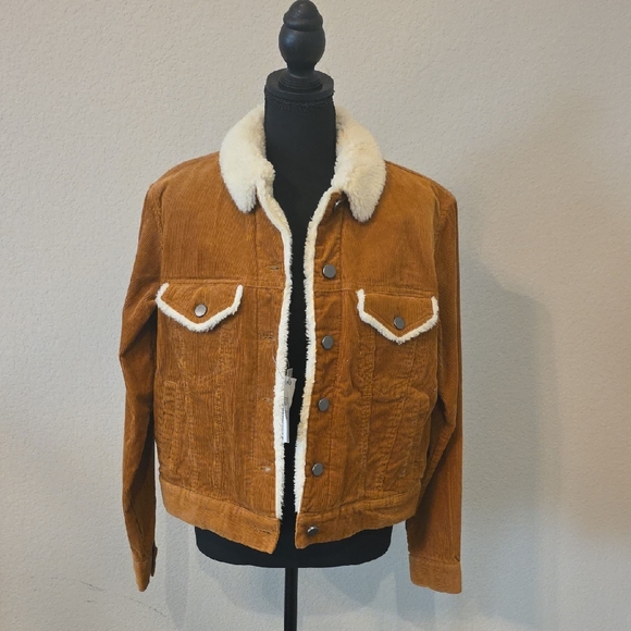 ASOS Jackets & Blazers - New ASOS Tan Corduroy Jacket with Cream Sherpa Collar